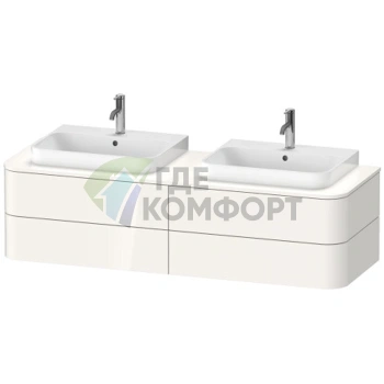 Столешница Duravit Happy D.2 Plus белая глянцевая 1600x550мм с вырезами под 2 раковины для тумб HP4936, HP4946, HP4956, HP4964, HP4974 (HP032HB2222) - фото 1
