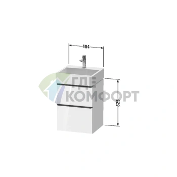 Подвесная тумбочка Duravit D-Neo 484x442x625 мм, 1 ящик, белый высокоглянцевый (DE437002222) - фото 2