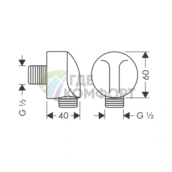 Комплект подключения HG Fixfit E для скрытого смесителя, G1/2, черный матовый (27454670) - фото 2