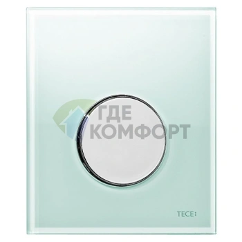 Кнопка смыва TECE Loop Urinal 9242653: зелёное стекло с хромированной кнопкой - фото 1