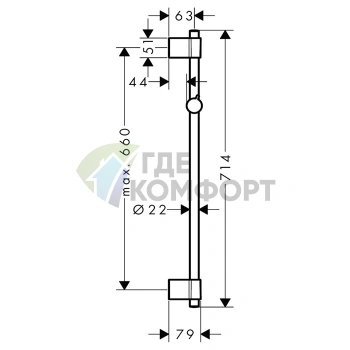 Душевая штанга HG Unica Varia 0,72 м, хром (27355000) - фото 2
