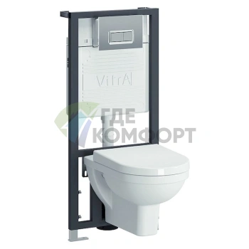 Комплект для унитаза VitrA Form 300 с хромированной нажимной кнопкой 9812B003-7203 - фото 1