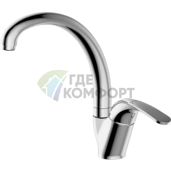 Смеситель для кухни Bravat Fit F7135188CP-1-RUS с высоким изливом, латунный, хром - фото 1