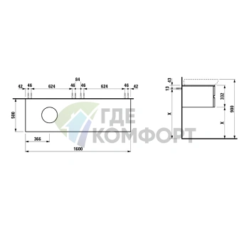 Тумба под раковину Laufen Alessi One 160 см с 4 ящиками, цвет орех (4.2426.1.097.630.1) - фото 2