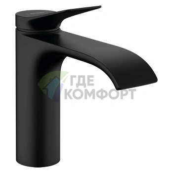 Смеситель для раковины HANSGROHE VIVENIS: однорычажный, с донным клапаном, матовый черный (75020670) - фото 1