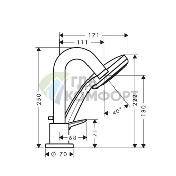 Смеситель для ванны Hansgrohe Logis с ручным душем 2jet и коротким изливом, хром (71313000) - фото 2