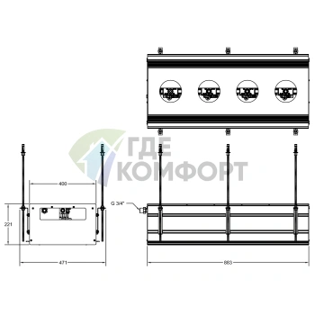 Профиль линейный GESSI BINARIO 880 мм для 4 модулей, цвет Black XL, установка Easy-Fix (61127#299) - фото 2