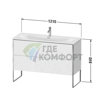 Напольная тумба Duravit XSquare под раковину с двумя ящиками, цвет Nordic White SaM (XS452603939) - фото 2