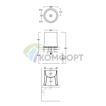 Раковина накладная высокая SIMAS Sharp 42×44 см без отверстия под смеситель - фото 2