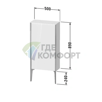 Подвесной шкаф Duravit XViu 890x500x240 мм, 1 дверь, цвет черный матовый/орех темный (XV1306RB221) - фото 2