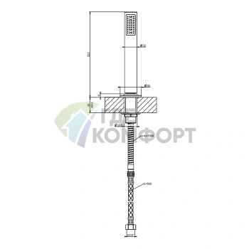 Душевой комплект Gessi Inciso: держатель, шланг 1,5 м и лейка Black Metal Brushed PVD (58137#707) - фото 2