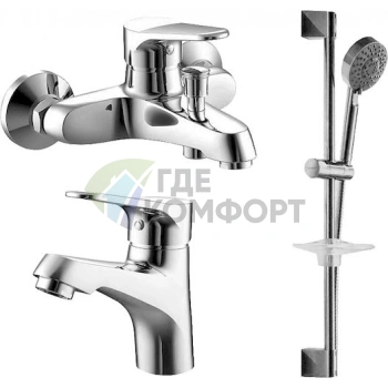 Комплект для ванной Bravat Eco F00313С: 2 смесителя и душевой гарнитур - фото 1