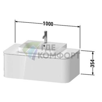 Подвесная тумба Duravit Happy D.2 Plus 354x1000x550 мм, 1 ящик, цвет Stone Grey Satin Matt (HP494109292) - фото 2