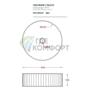 Раковина Artceram Millerighe накладная 44.5x14.5 см, черный матовый (OSL010 17 00) - фото 2