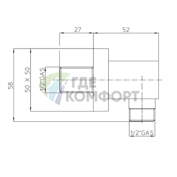 BOSSINI Подсоединение для шланга в хромированном исполнении (V00240.030) - фото 2