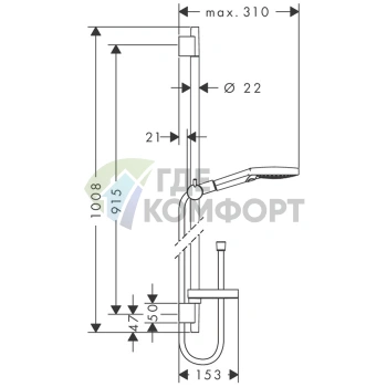 Душевой набор HG Raindance Select S: 3 режима, EcoSmart, хром (26633000) - фото 2