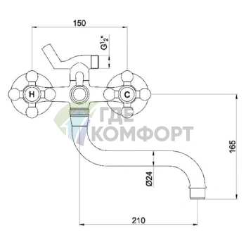 Стильный смеситель Timo Aviator 0074Y-CR для ванны и душа - фото 2