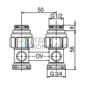 Узел нижнего подключения Oventrop Multiflex F ZB 1/2 AGx3/4 AG 1015883 прямой - фото 2