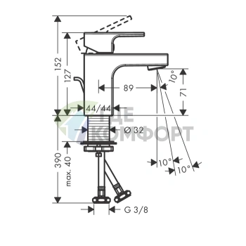 Смеситель для раковины Hansgrohe Vernis Shape 70 CoolStart с донным клапаном, хром (71593000) - фото 2