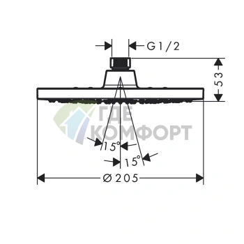 Потолочный шарнирный душ HG Vernis Blend 200 матовый черный (26271670) - фото 2