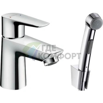 Смеситель для раковины Hansgrohe Talis E с гигиеническим душем и донным клапаном Push-Open