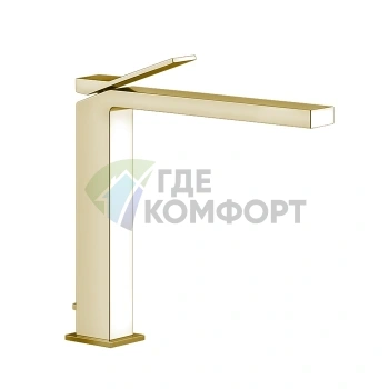 Смеситель GESSI RETTANGOLO K для раковины: однорычажный высокий, цвет Brushed Brass PVD (53003#727) - фото 1