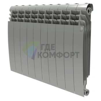 Радиатор биметаллический Royal Thermo BiLiner 500 Silver Satin 10 секций-серебристый - фото 1