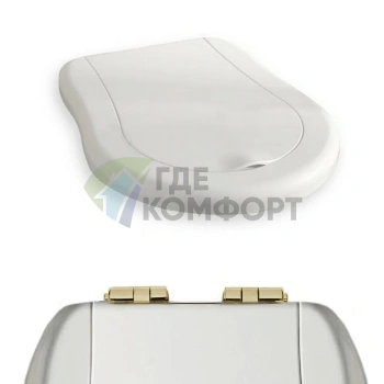KERASAN Retro Сиденье для Унитаза Белое/Золото с Микролифтом (108501 bi/oro)