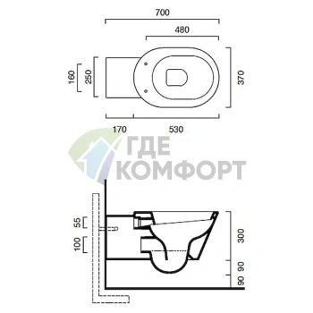 Подвесной унитаз Catalano Verso Comfort 70: компактный и эргономичный - фото 3
