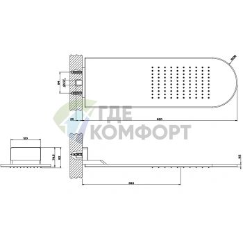 Душевая система Gessi Shower 316 для настенного монтажа, 620x200 мм, цвет Steel Brushed (45163#239) - фото 2