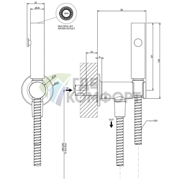 Гигиенический душ GESSI INCISO 1/2 цвет Gold Brushed (58153#087) - фото 2