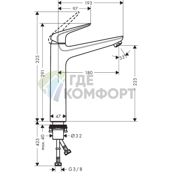 Смеситель для раковины Hansgrohe Novus без донного клапана, хром (71124000) - фото 2