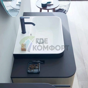 Раковина Duravit Happy D2 Plus 600x460 мм с переливом, без отверстия под смеситель, цвет Anthracite matt-белый (2360606100) - фото 1
