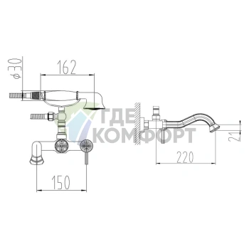 Смеситель Zorg Antic A 300W-BR для ванны с душем: стиль, комфорт и надежность - фото 2