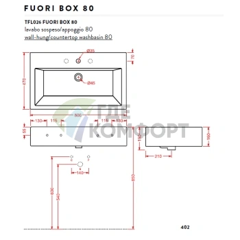 Раковина Artceram WASHBASINS BOX 80 подвесная 80х47 см с 1 отв под смесительитель цвет белый - фото 2