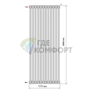 Радиатор стальной трубчатый Purmo Delta Laserline AB 3180 1800х600 12 секций с боковой подводкой - фото 4