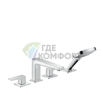 Смеситель для ванны Hansgrohe Metropol с ручным душем 3jet, излив 197 мм, хром (32552000) - фото 1