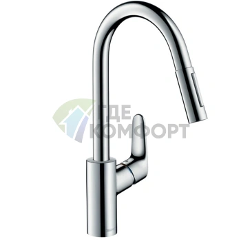 Смеситель для кухни Hansgrohe Focus M41 с вытяжным душем и поворотным изливом, хром (73880000) - фото 1
