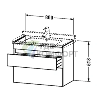 Подвесная тумбочка Duravit DuraStyle 800x470 мм, 2 выдвижных ящика, для умывальника Starck 3, цвет серо-коричневый матовый (DS648809191) - фото 2