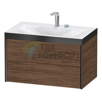 Подвесная тумба Duravit XViu с раковиной, 2 ящика, цвет Walnut Dark (XV4615EB221P) - фото 1