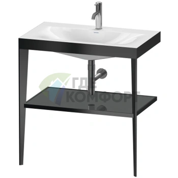 Консоль напольная Duravit XViu с раковиной и полкой, 850x800x480 мм, цвет black matt/flannel grey high gloss lacquer (XV4715OB289) - фото 1