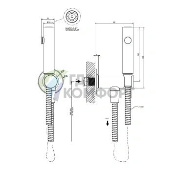 Гигиенический душ GESSI INCISO 1/2, цвет Brushed Black Metal PVD (58153#707) - фото 2
