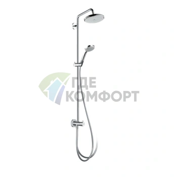 Душевая система HG Croma Showerpipe: верхний душ, ручной душ и штанга с держателем (27224000) - фото 1