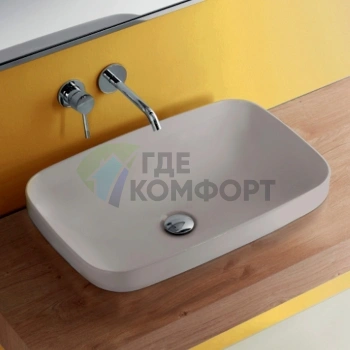 Kerasan Tribeca Встраиваемая накладная раковина 60x38 см без отверстия под смеситель цвет Grigio matt (серый матовый) (514359) - фото 1
