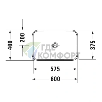 Раковина Duravit Happy D2 Plus 600x400 мм без перелива с керамической крышкой WonderGliss цвет Anthracite matt-белый (23596061001) - фото 2