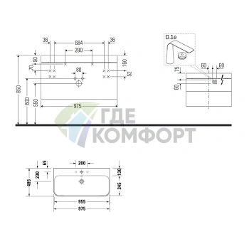 Комплект мебели Duravit Happy D.2 Plus с раковиной bi-color в цвете Графит супермат (HP4638O8080) - фото 2