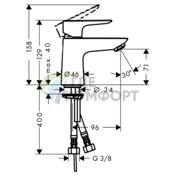 Смеситель для раковины Hansgrohe Talis E 80, на 1 отверстие, хром (71702000) - фото 2