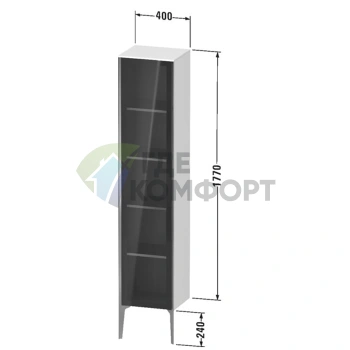 Подвесной шкаф Duravit XViu с зеркальной дверью и стеклянными полками (XV1375RB122) - фото 2