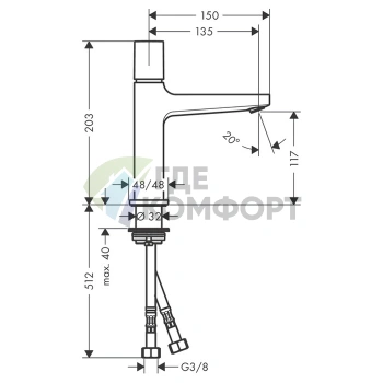 Смеситель для раковины Hansgrohe Metropol 110 с донным клапаном Push-Open, хром (32571000) - фото 2