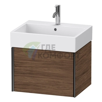 Подвесная тумба Duravit XViu с ящиком, цвет walnut dark/черный матовый (XV42340B221) - фото 1